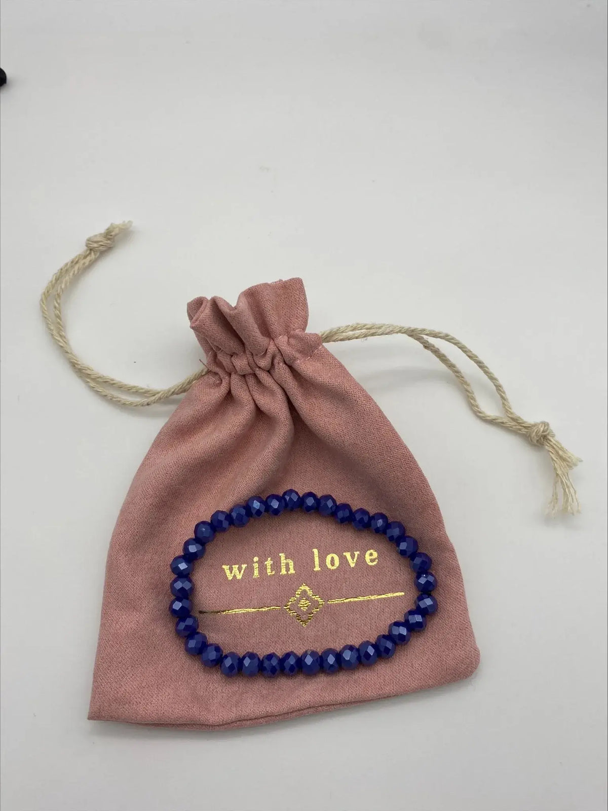 Bracelet Perles Fait Main Diva avec bourse cadeau rose
