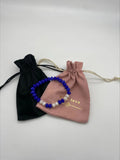 Bracelet Perles Fait Main Paloma bicolore bleu et blanc avec bourses cadeaux
