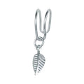 Boucles d'oreilles clip cartilage feuille argent - vue détail